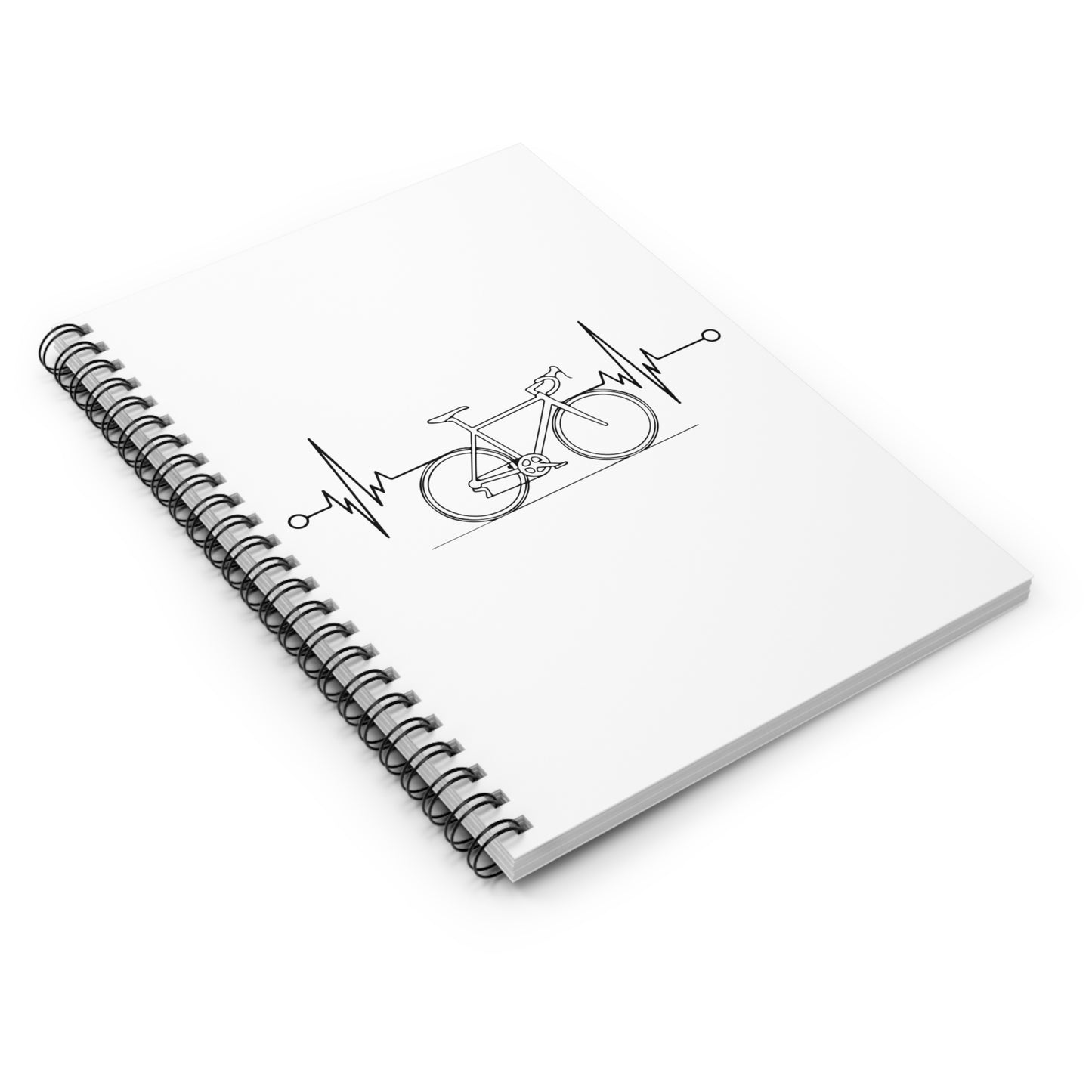 Cycling Heartbeat Spiral Notebook - Minimal Bike Writing Journal