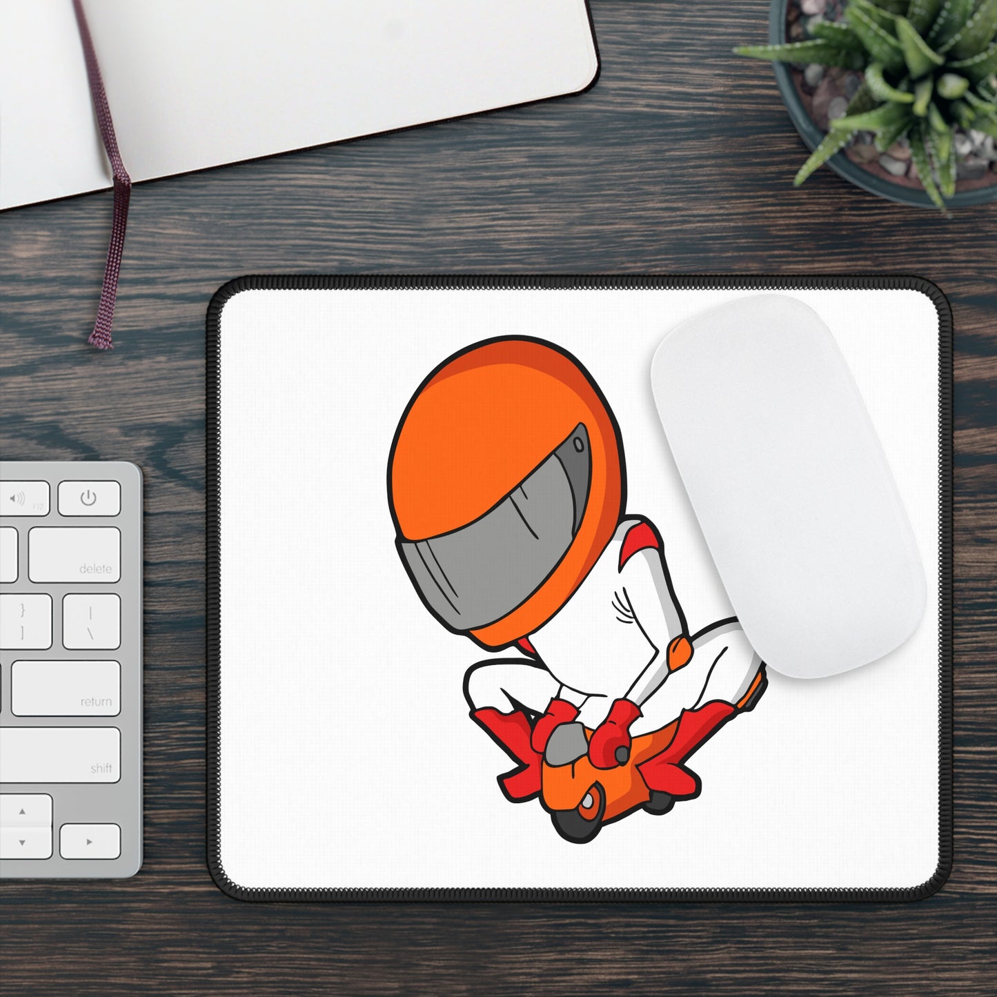 Playful Rider Illustration Mouse Pad - Fun Bike Desk Decor