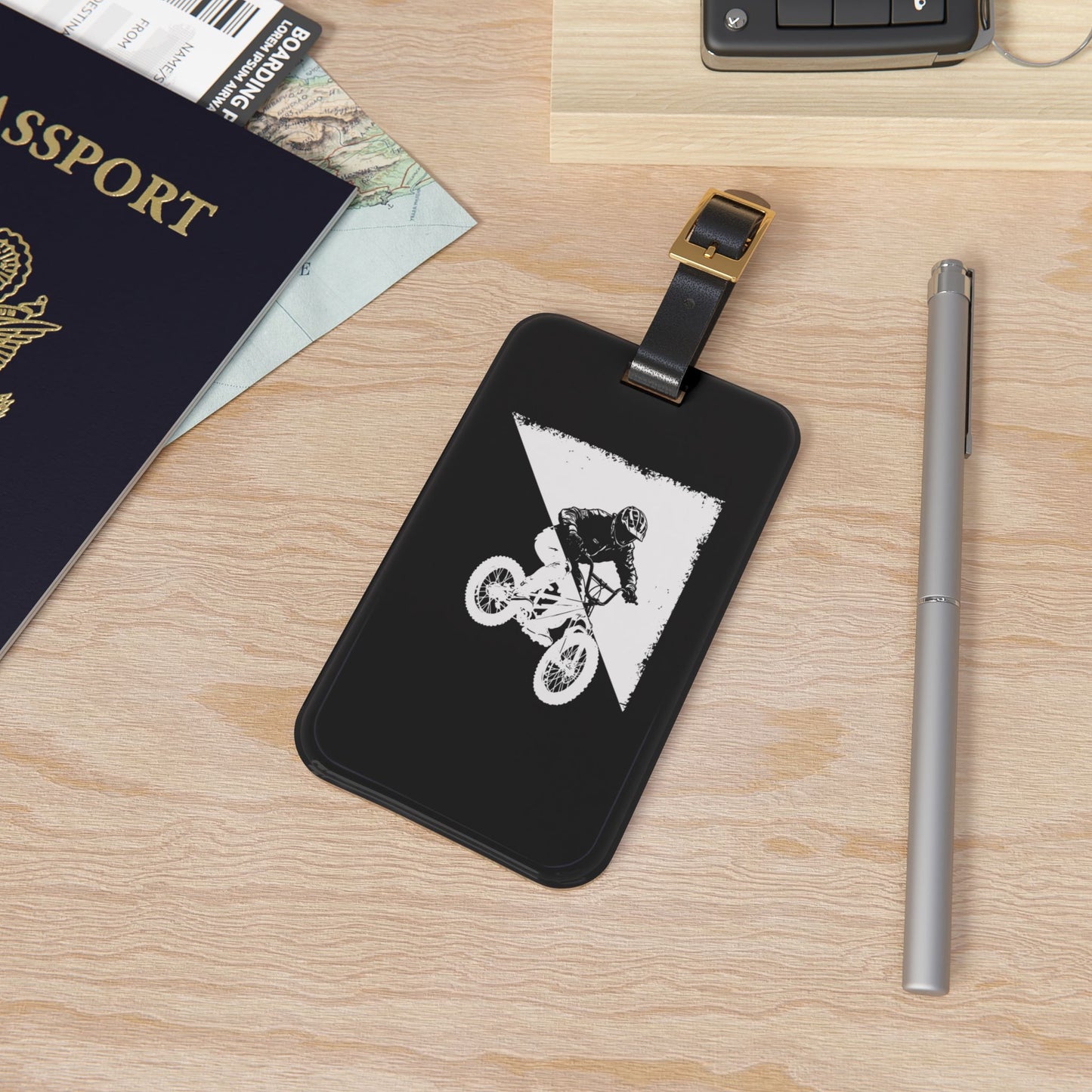 Cyclist Luggage Tag, Bike Lover Travel Gift with BMX Rider Design