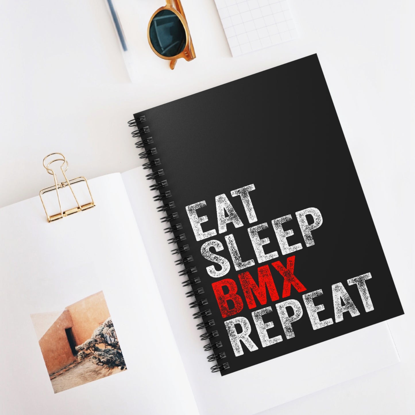 Eat Sleep BMX Repeat Spiral Notebook - BMX Rider Writing Journal