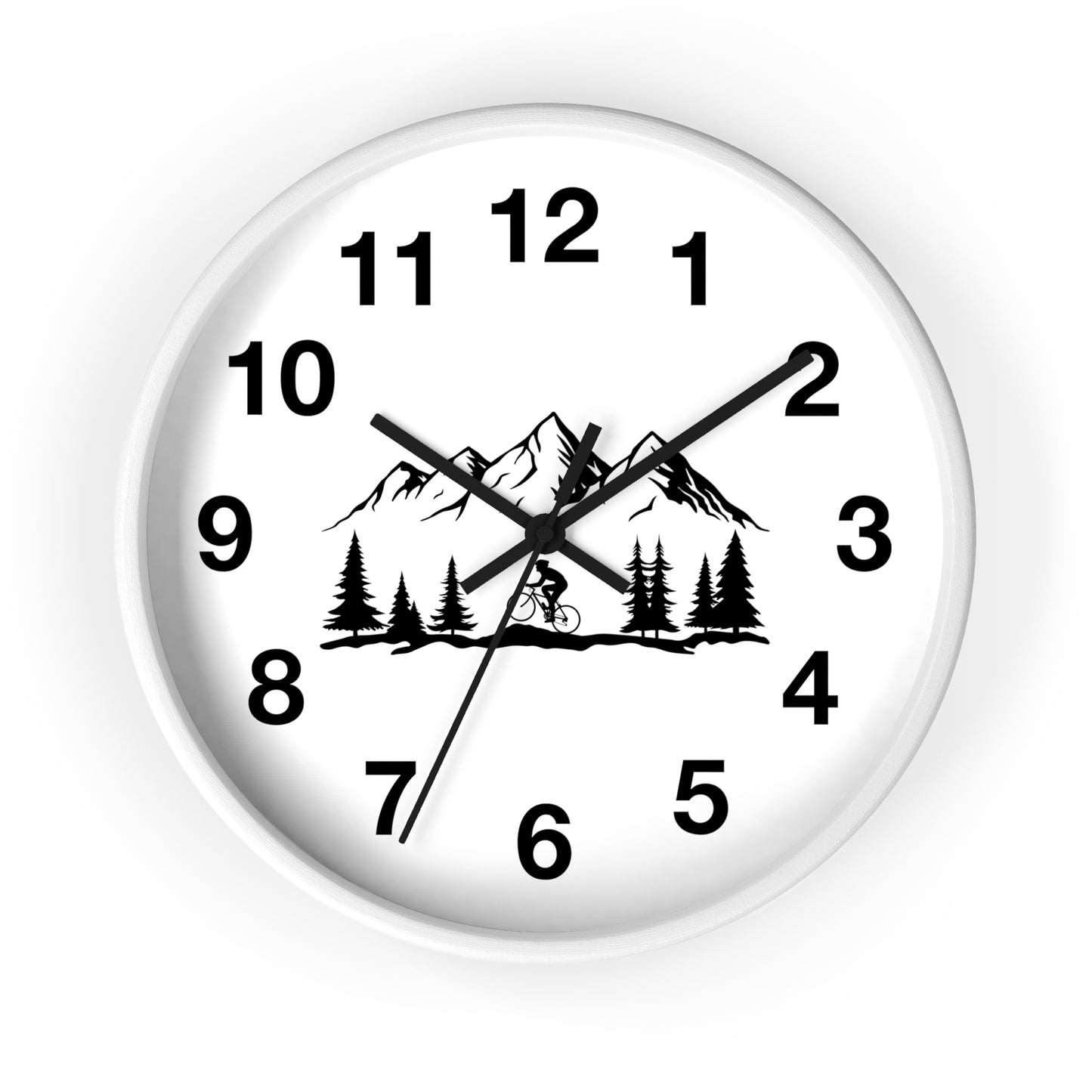 Mountain Bike Wall Clock - Outdoor Adventure Clock, Minimal Nature Home Decor