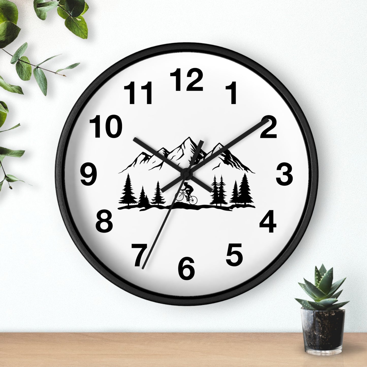 Mountain Bike Wall Clock - Outdoor Adventure Clock, Minimal Nature Home Decor