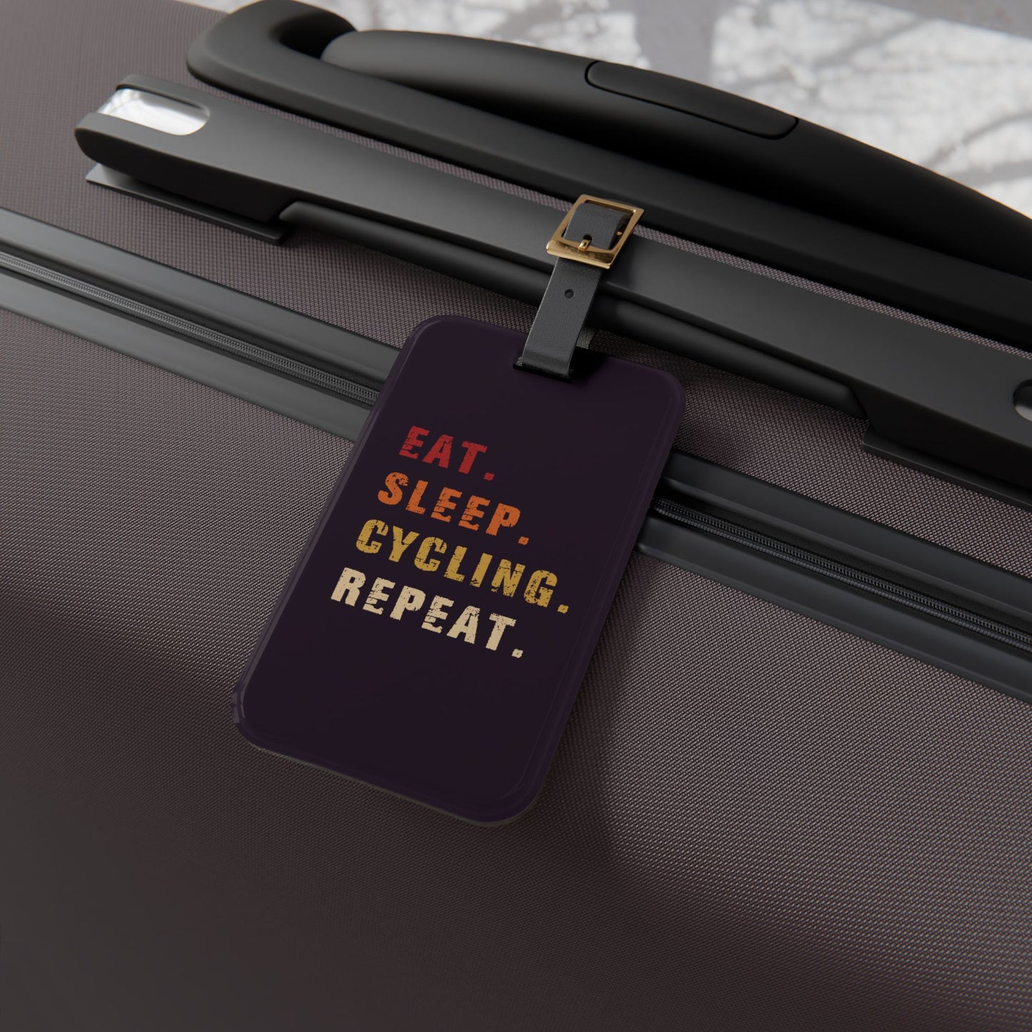 Eat Sleep Cycling Repeat Luggage Tag - Funny Cycling Quote Travel Tag for Bike Lovers