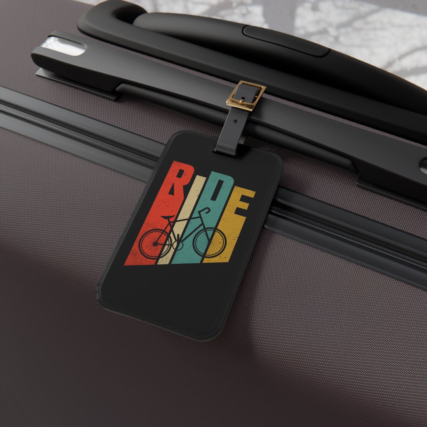 Ride Bicycle Luggage Tag - Vintage Cycling Travel Tag, Bike Lover Accessory, Retro Bike Design