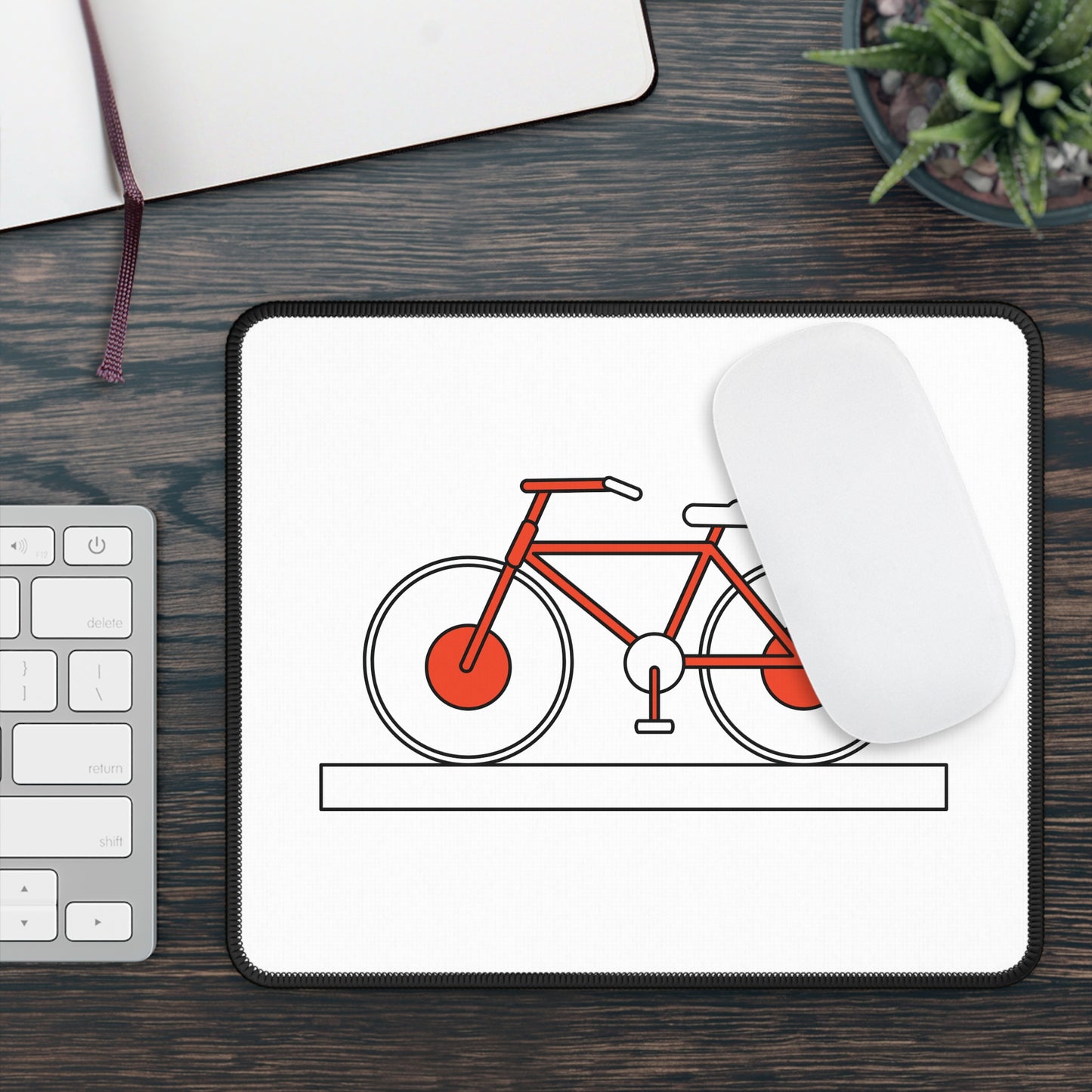 Minimal Bicycle Illustration Mouse Pad - Modern Bike Desk Decor