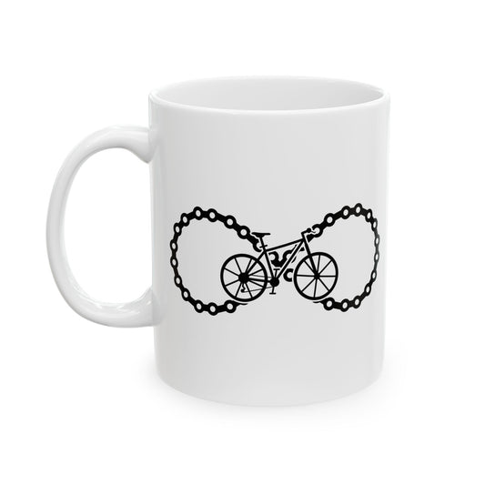 Infinite Chain Ride Mug | Bicycle Infinity Line Art | Endless Cycling Coffee Mood