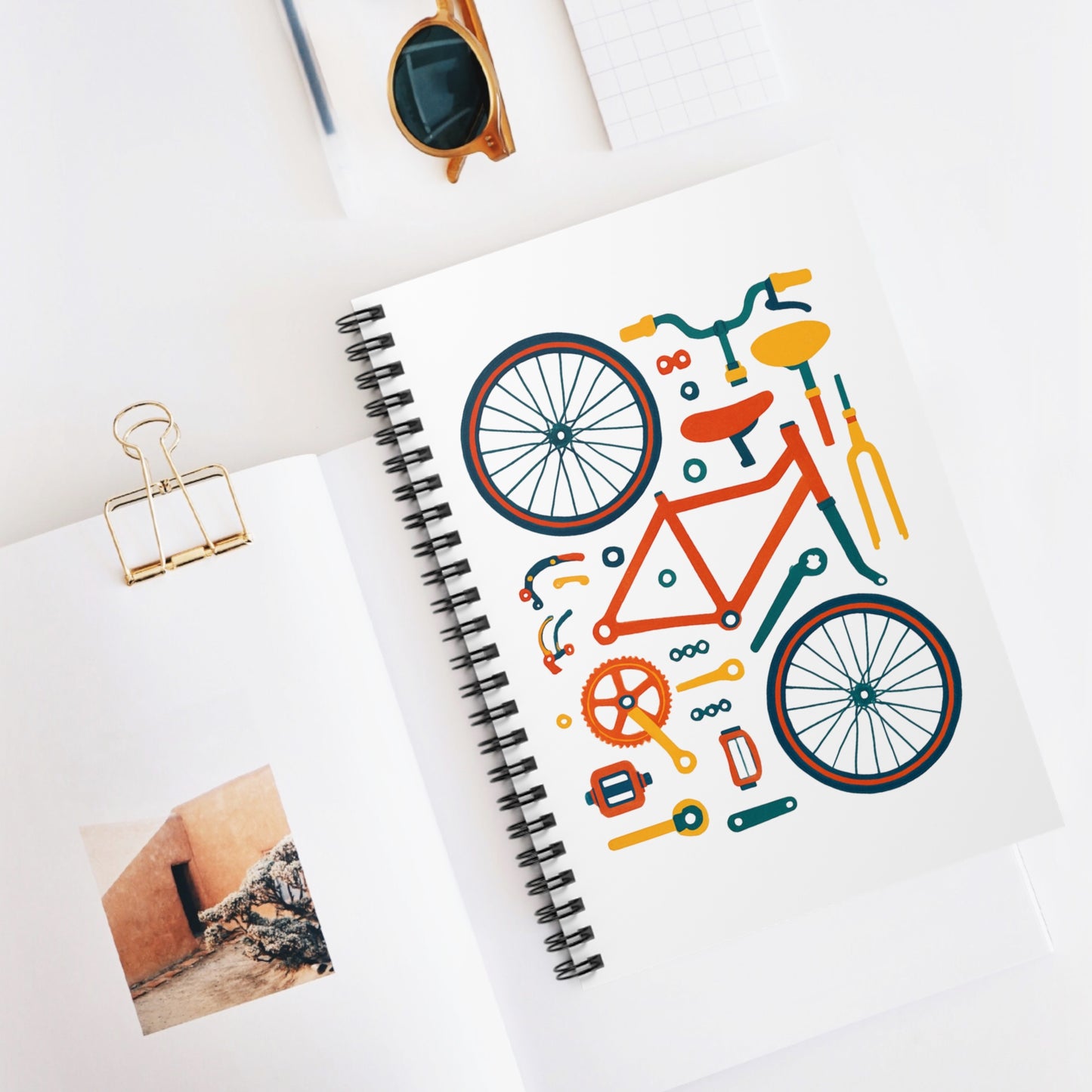 Bicycle Parts Spiral Notebook - Cycling Components Writing Journal