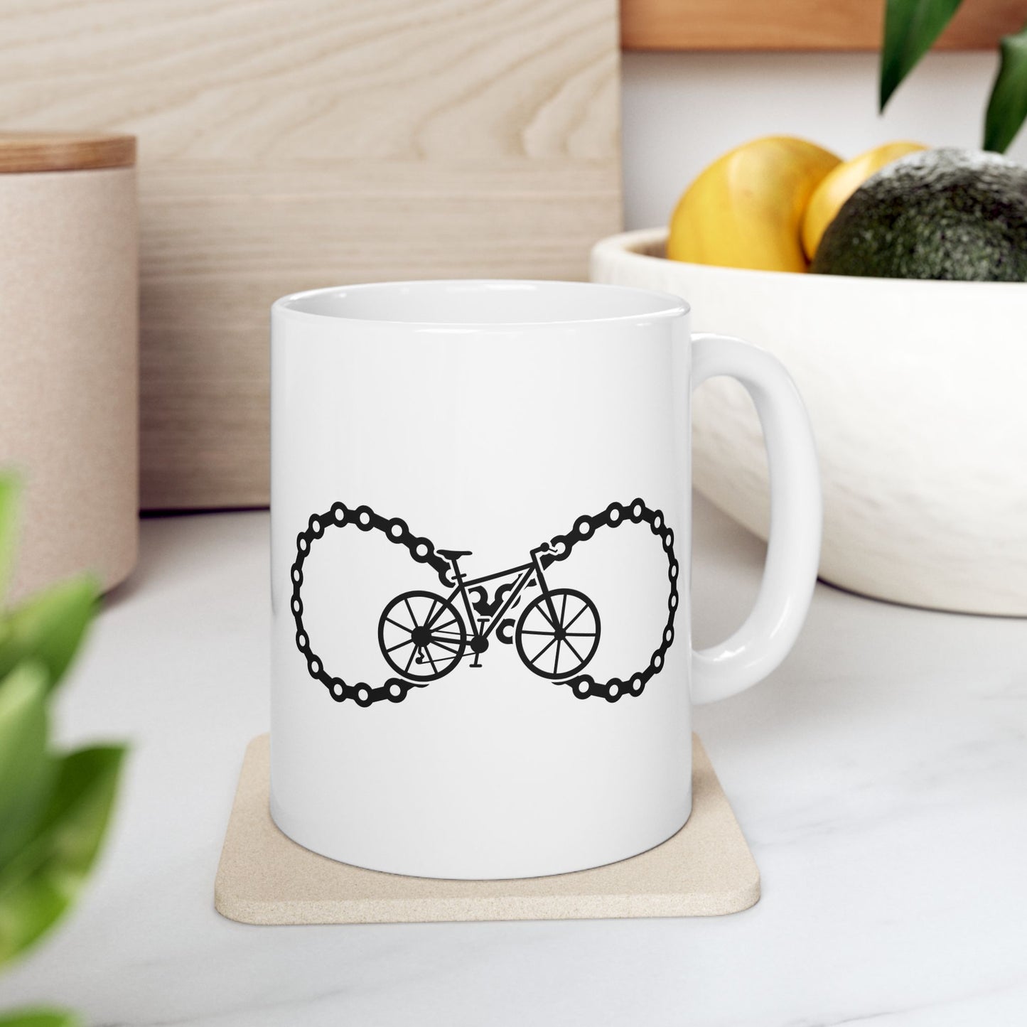 Infinite Chain Ride Mug | Bicycle Infinity Line Art | Endless Cycling Coffee Mood