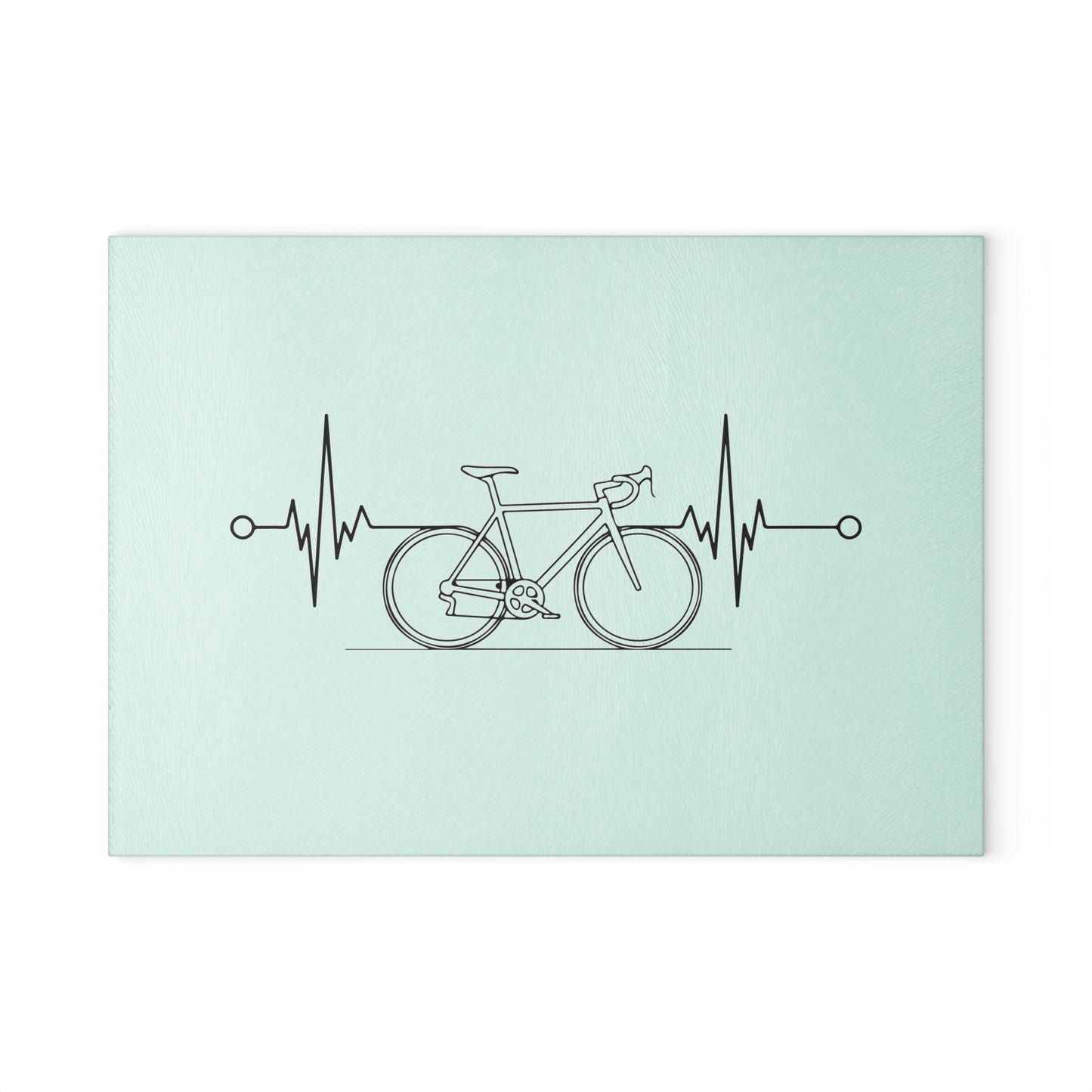 Cycling Heartbeat Glass Cutting Board - Minimal Bike Line Art Kitchen Decor Gift for Cyclists